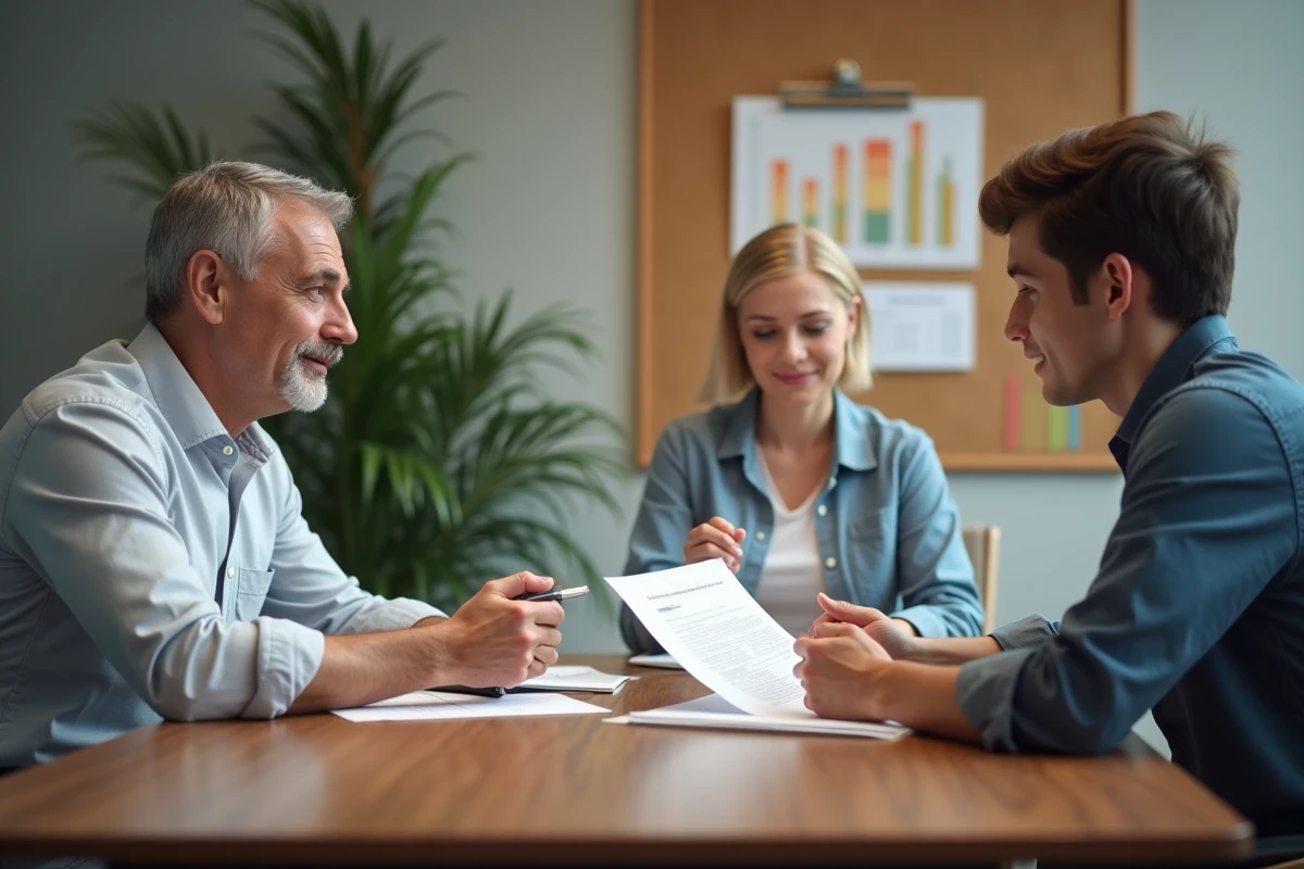 Comptable discutant avec un client dans une salle de réunion